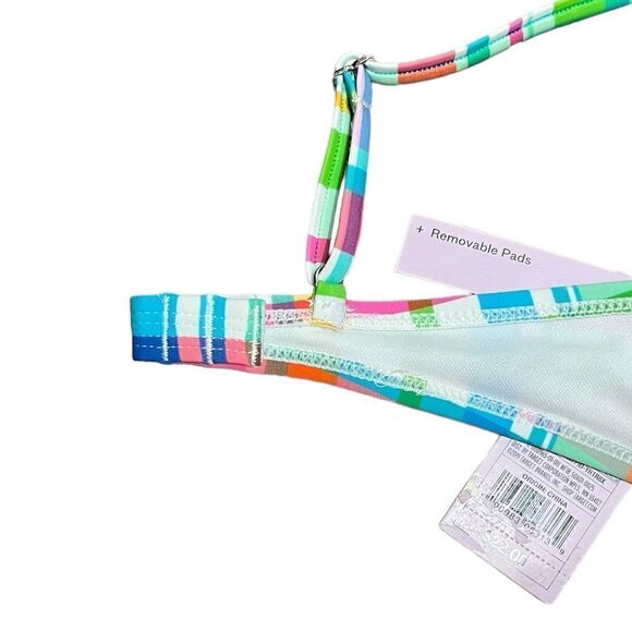 NWT Wild Fable Junior’s 2 Piece Multicolor Plaid Swimsuit, Low Rise High Leg, S - Picture 7 of 10